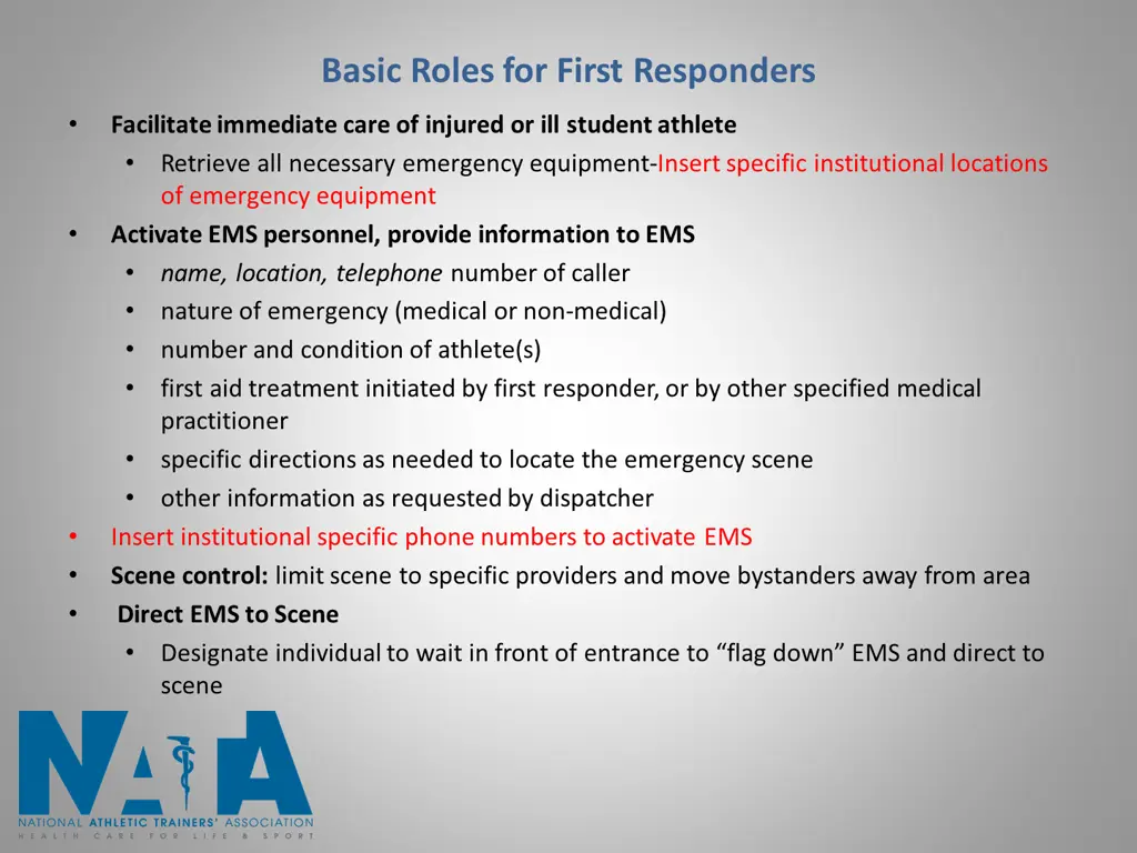 basic roles for first responders