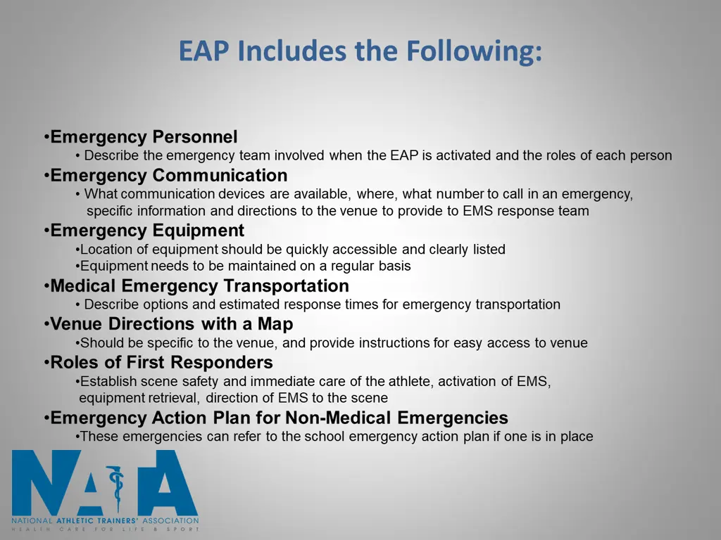 eap includes the following