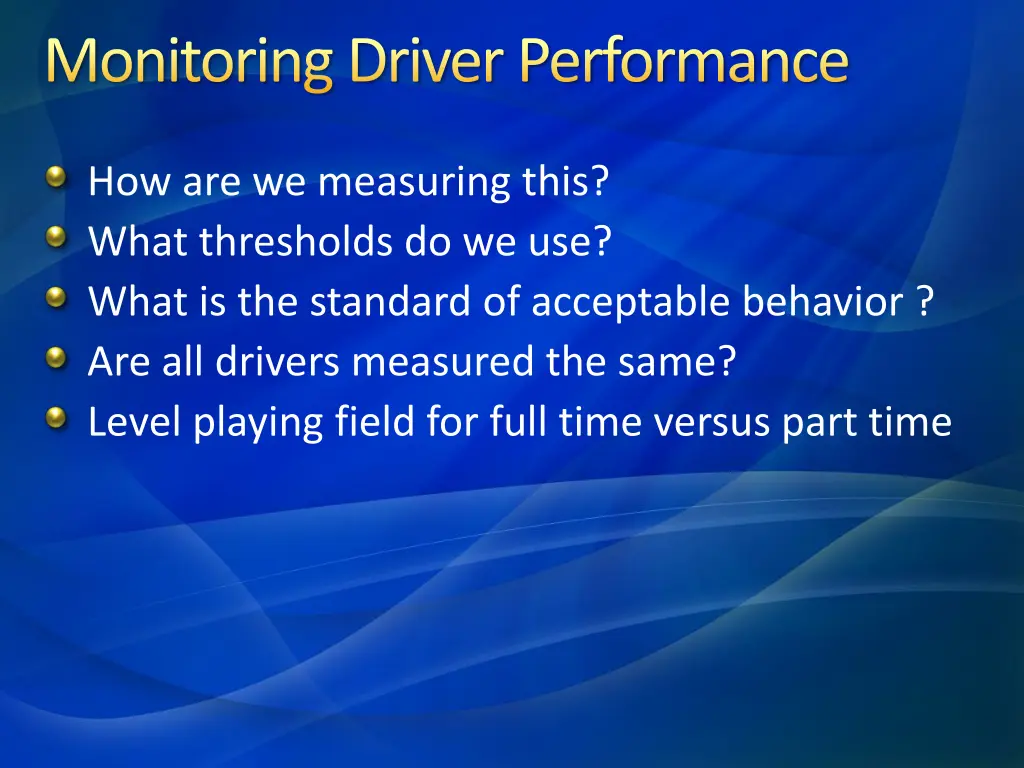 monitoring driver performance 1