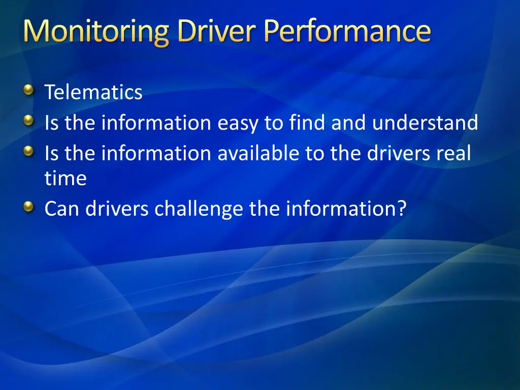 monitoring driver performance 3