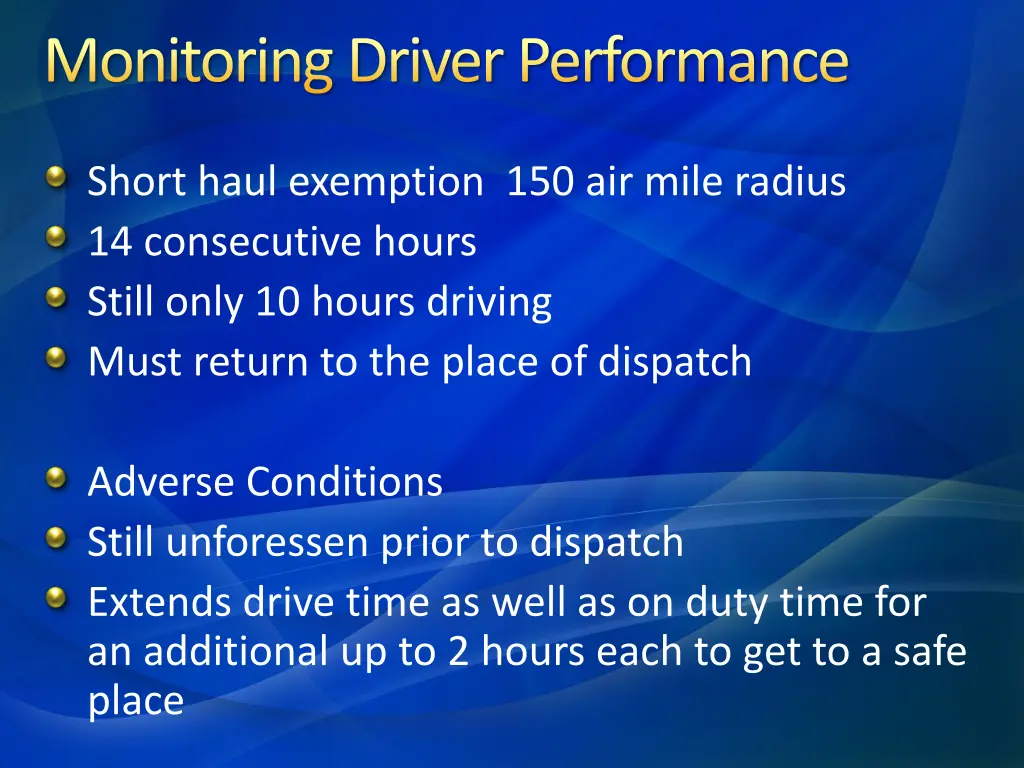 monitoring driver performance 6