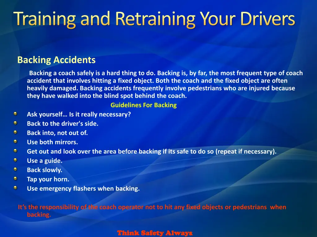 training and retraining your drivers 8