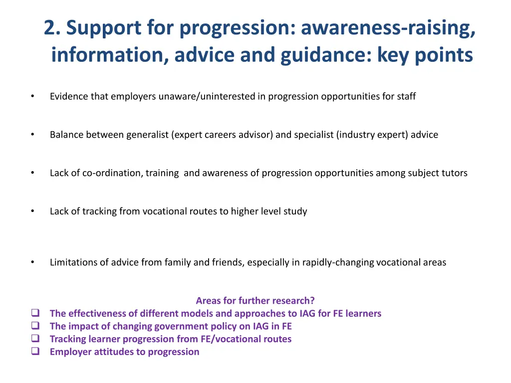 2 support for progression awareness raising 1