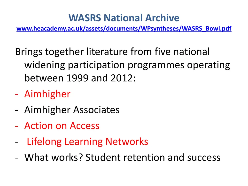 wasrs national archive www heacademy ac uk assets