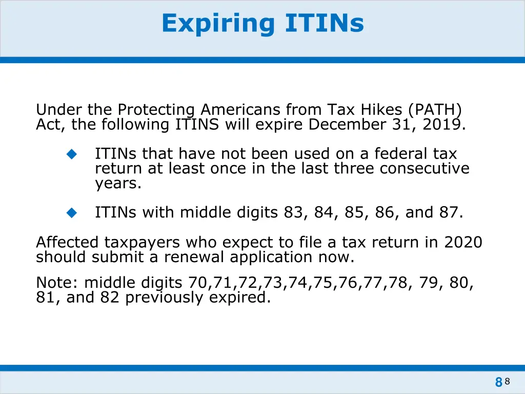 expiring itins