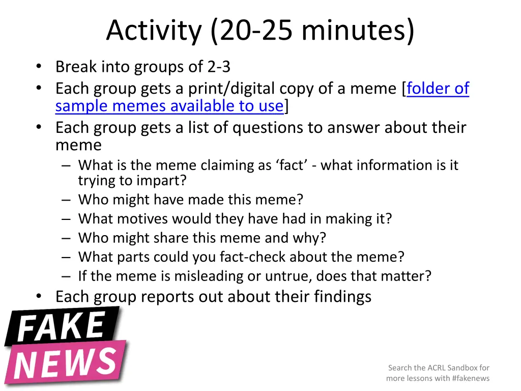 activity 20 25 minutes break into groups