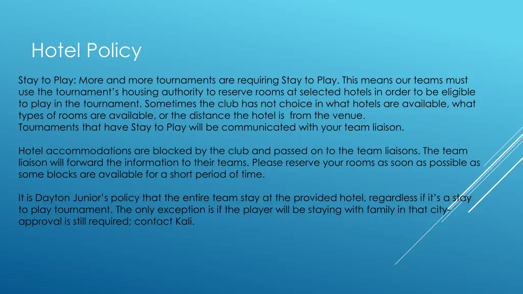 hotel policy