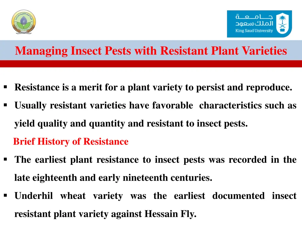 managing insect pests with resistant plant 1