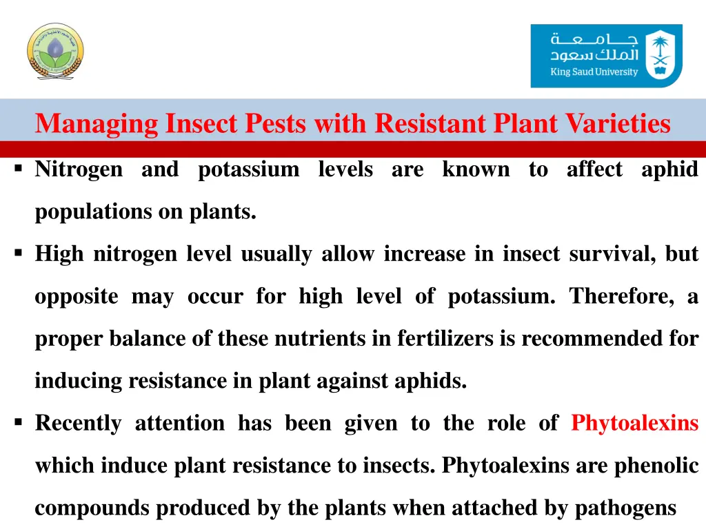 managing insect pests with resistant plant 30