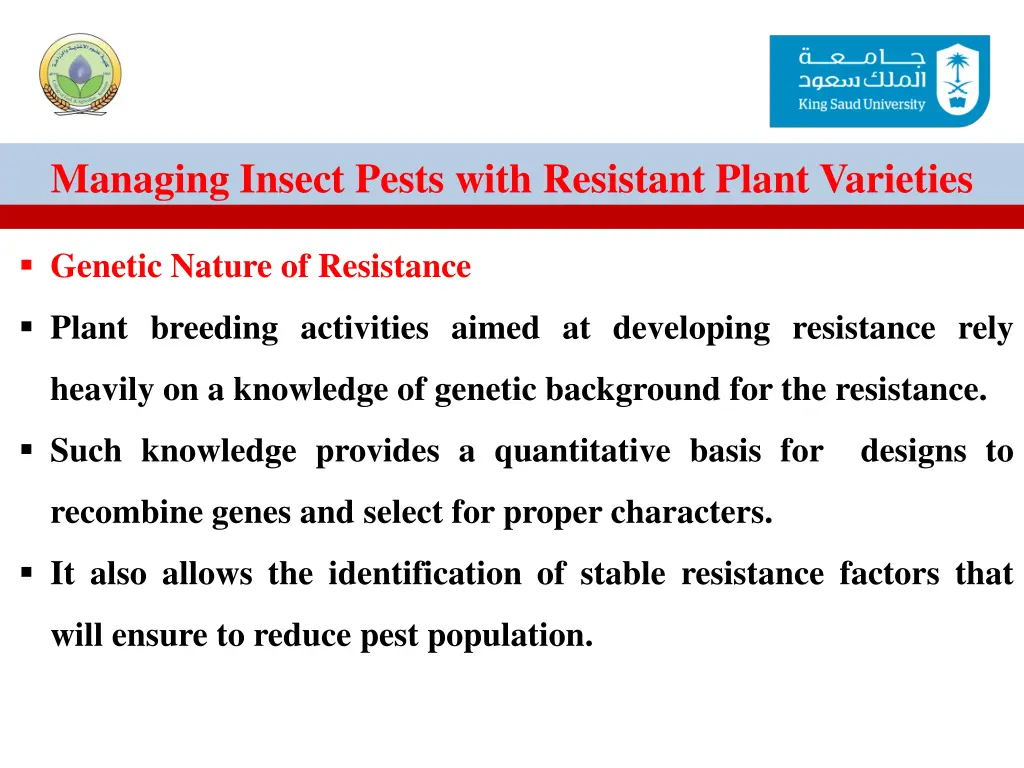 managing insect pests with resistant plant 32