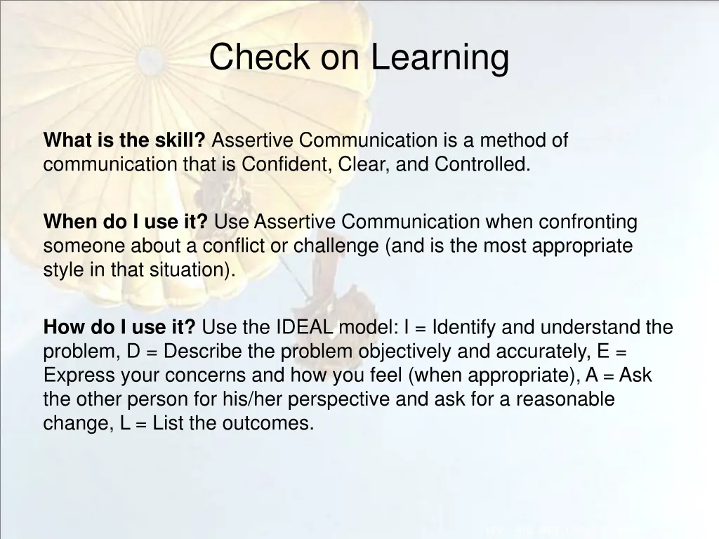check on learning
