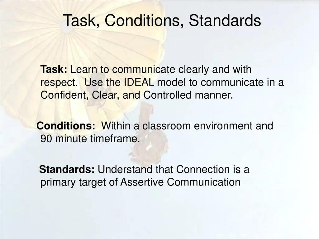 task conditions standards