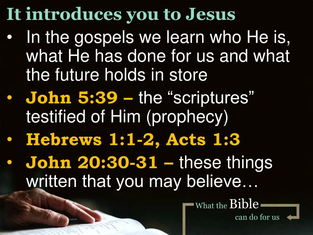 it introduces you to jesus in the gospels