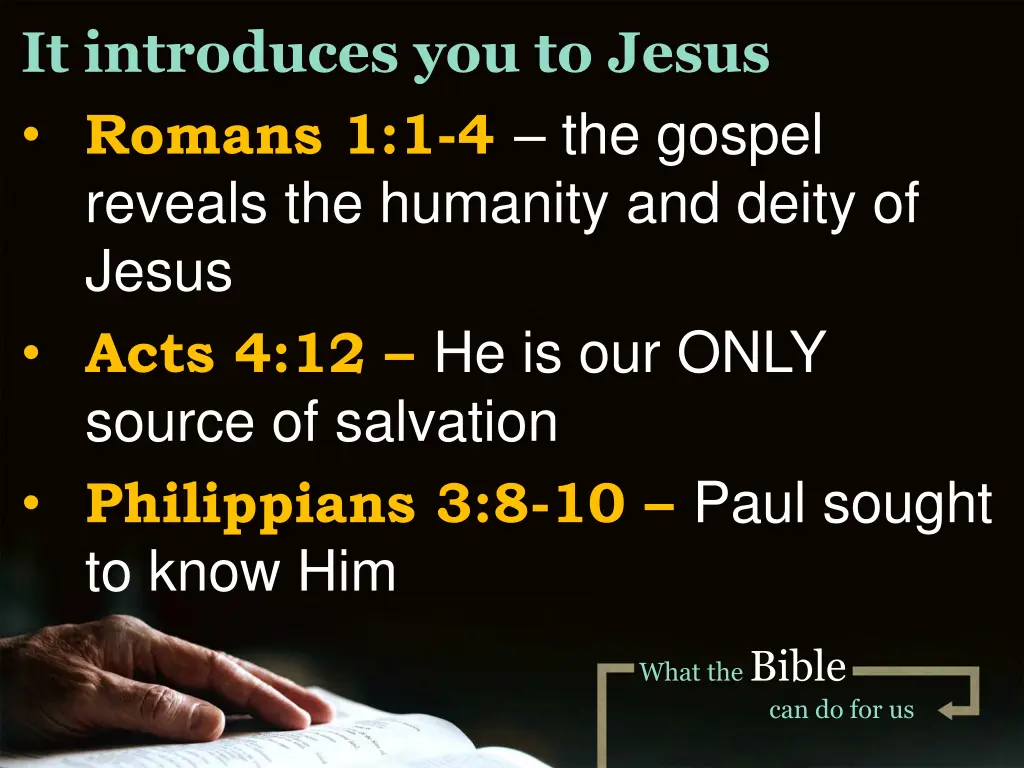 it introduces you to jesus romans