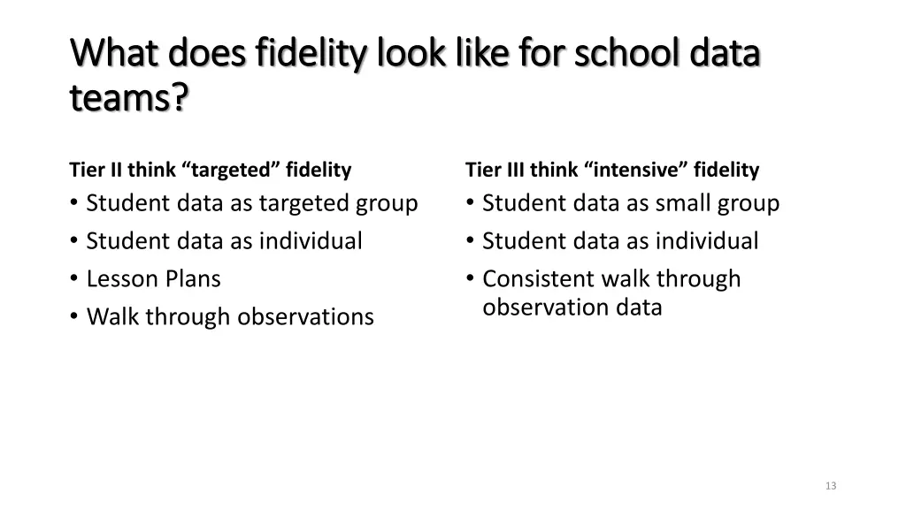 what does fidelity look like for school data what