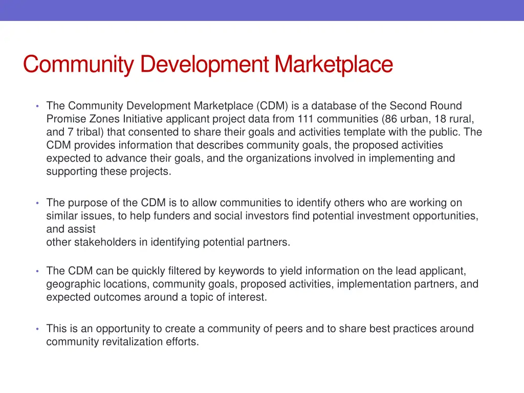 community development marketplace