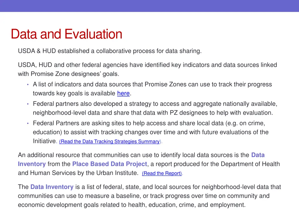 data and evaluation