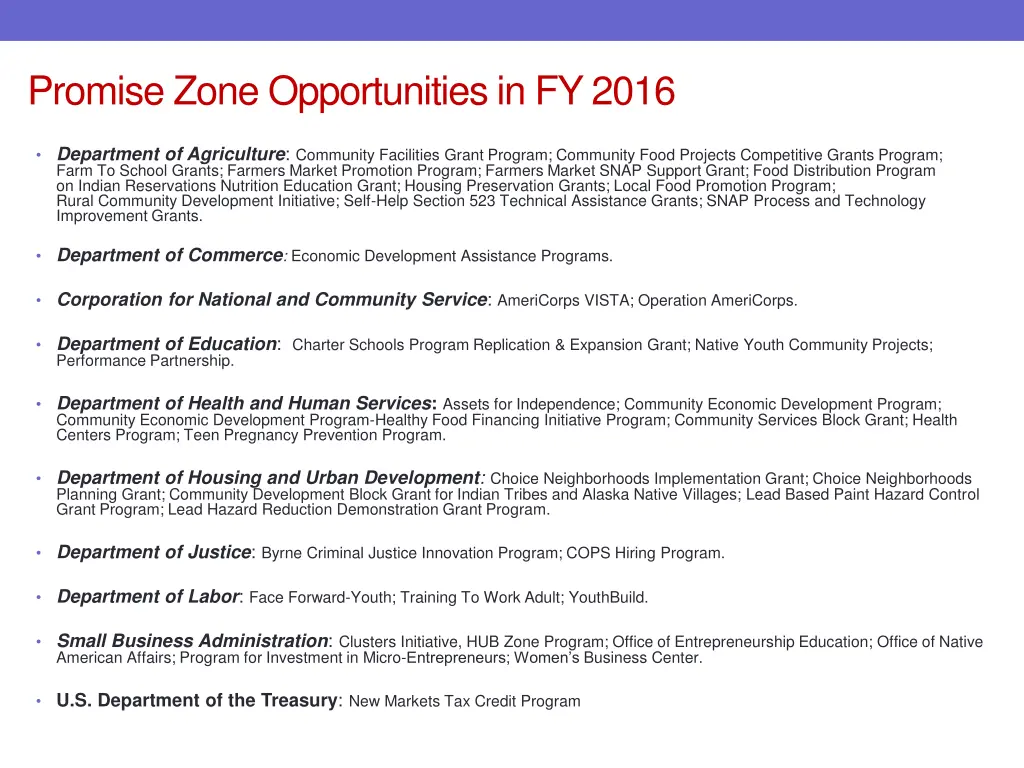promise zone opportunities in fy 2016