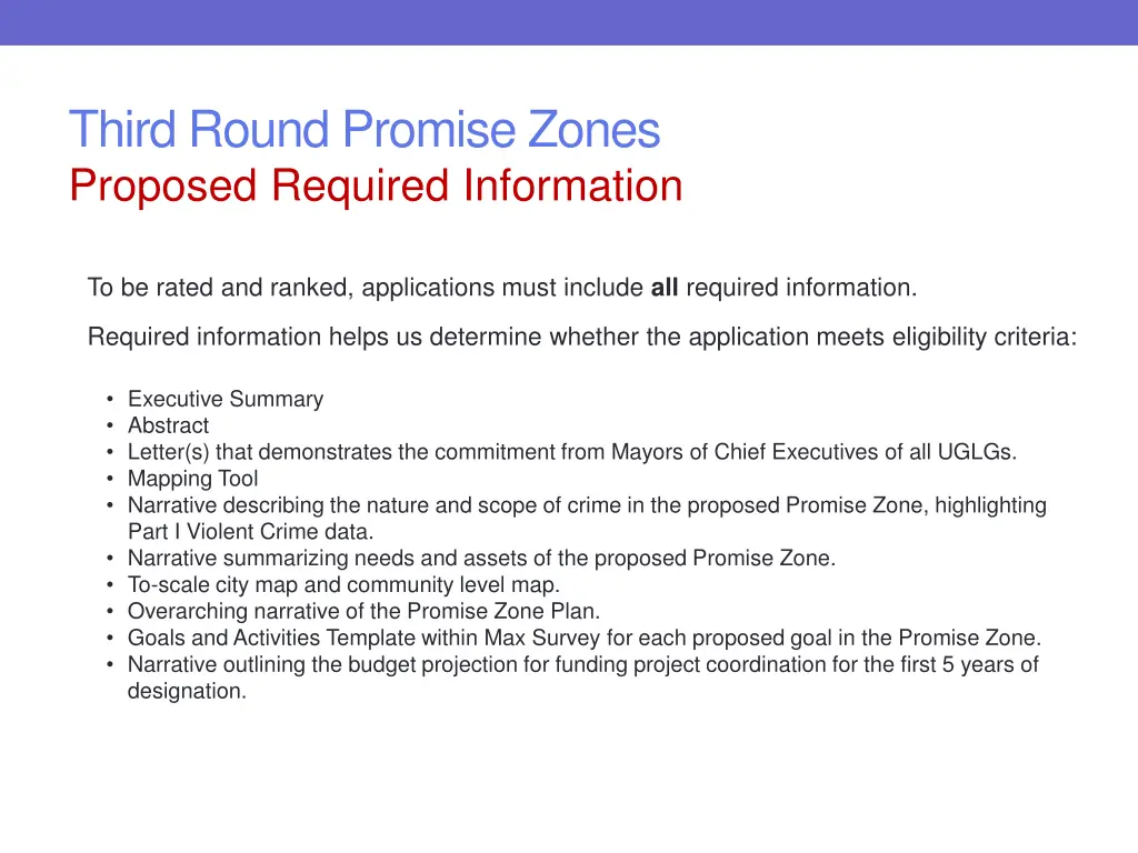 third round promise zones proposed required