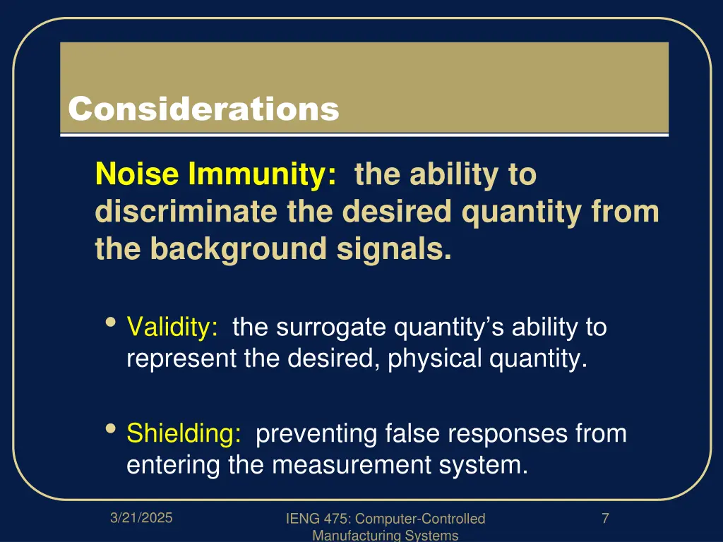 considerations