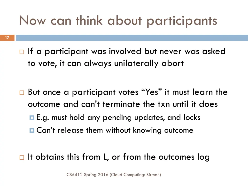now can think about participants