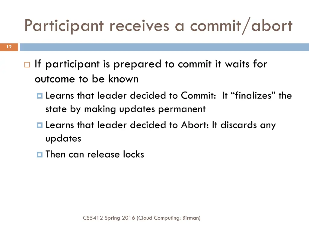 participant receives a commit abort