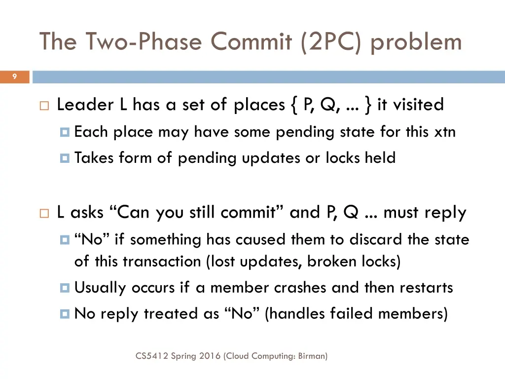 the two phase commit 2pc problem