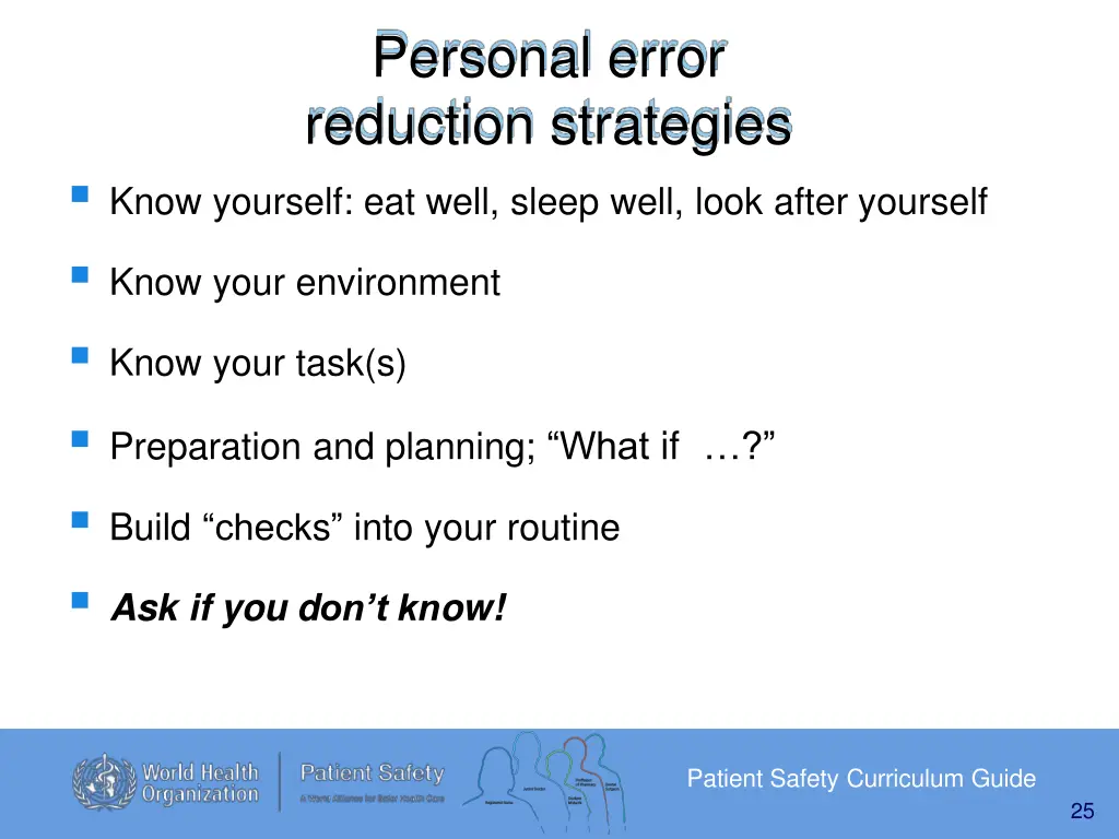 personal error reduction strategies know yourself