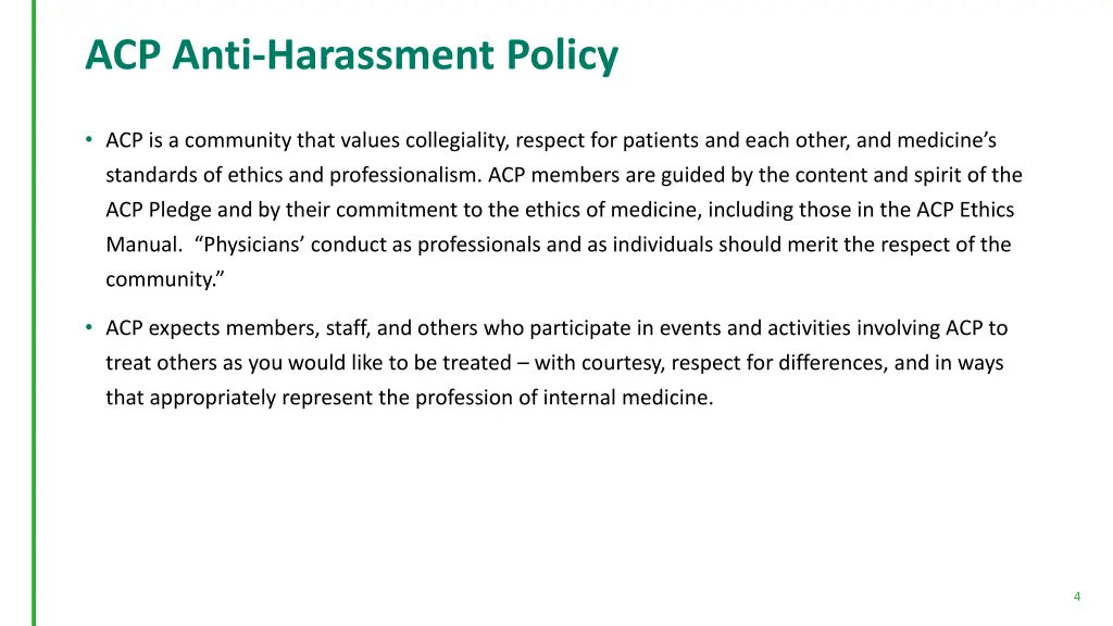 acp anti harassment policy