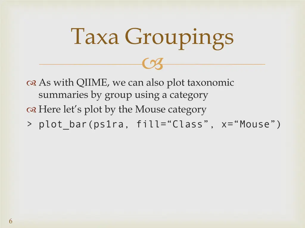 taxa groupings