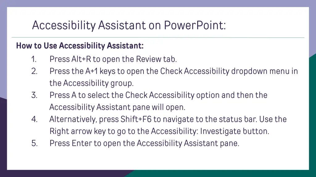 accessibility assistant on powerpoint
