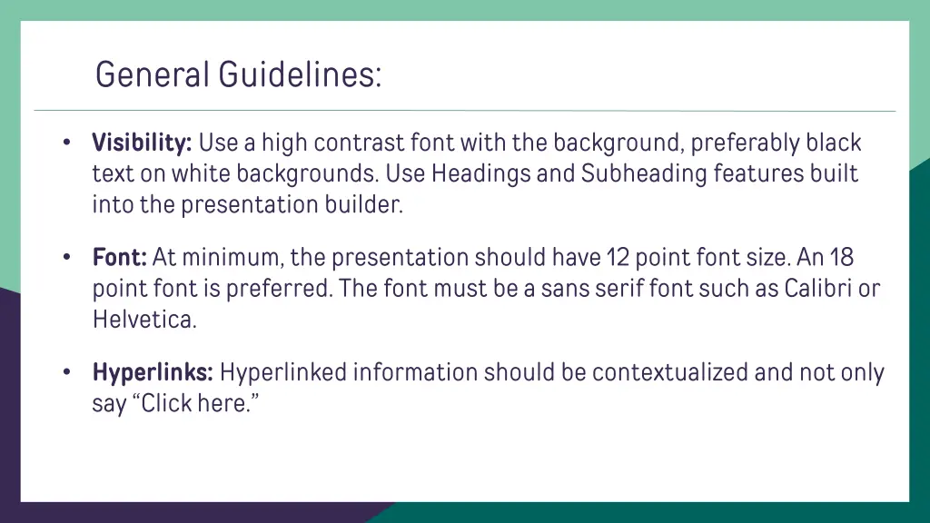 general guidelines
