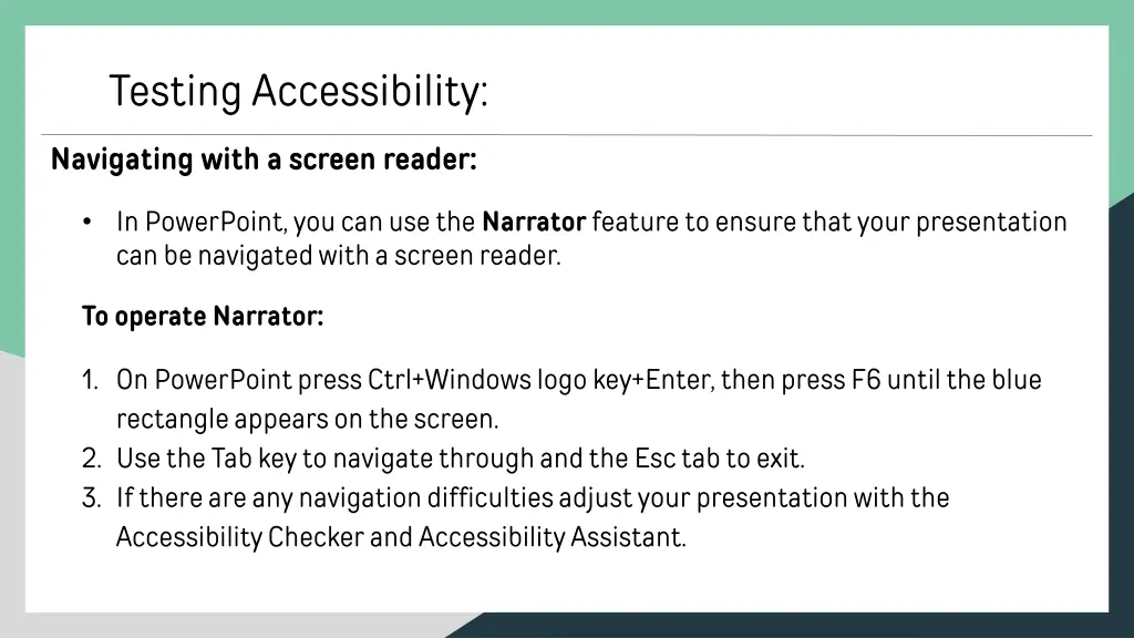 testing accessibility