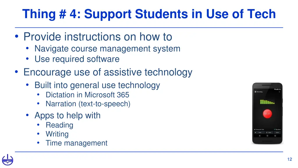 thing 4 support students in use of tech