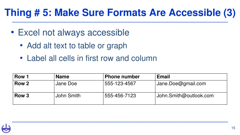 thing 5 make sure formats are accessible 3