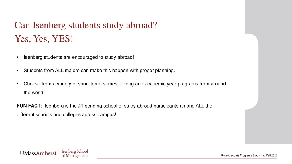 can isenberg students study abroad yes yes yes
