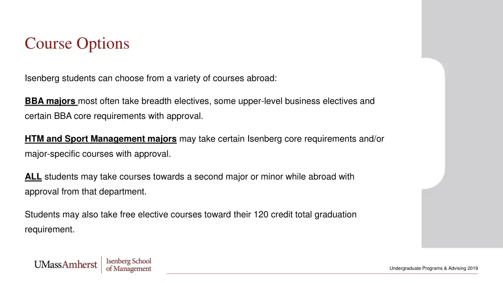 course options