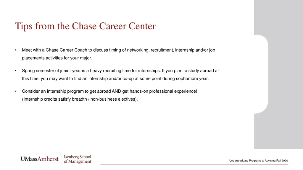 tips from the chase career center