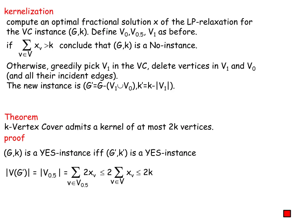 kernelization compute an optimal fractional