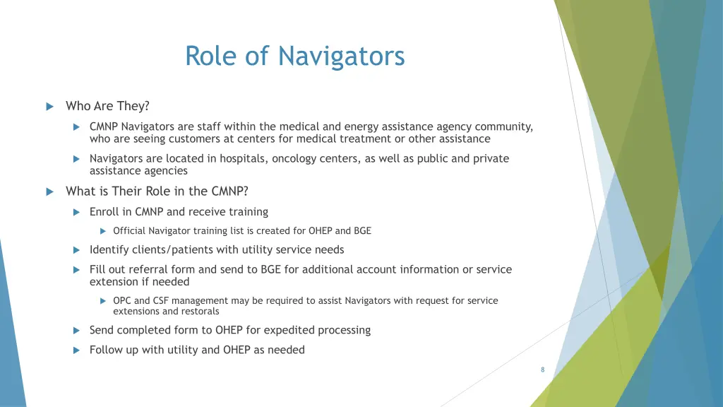 role of navigators