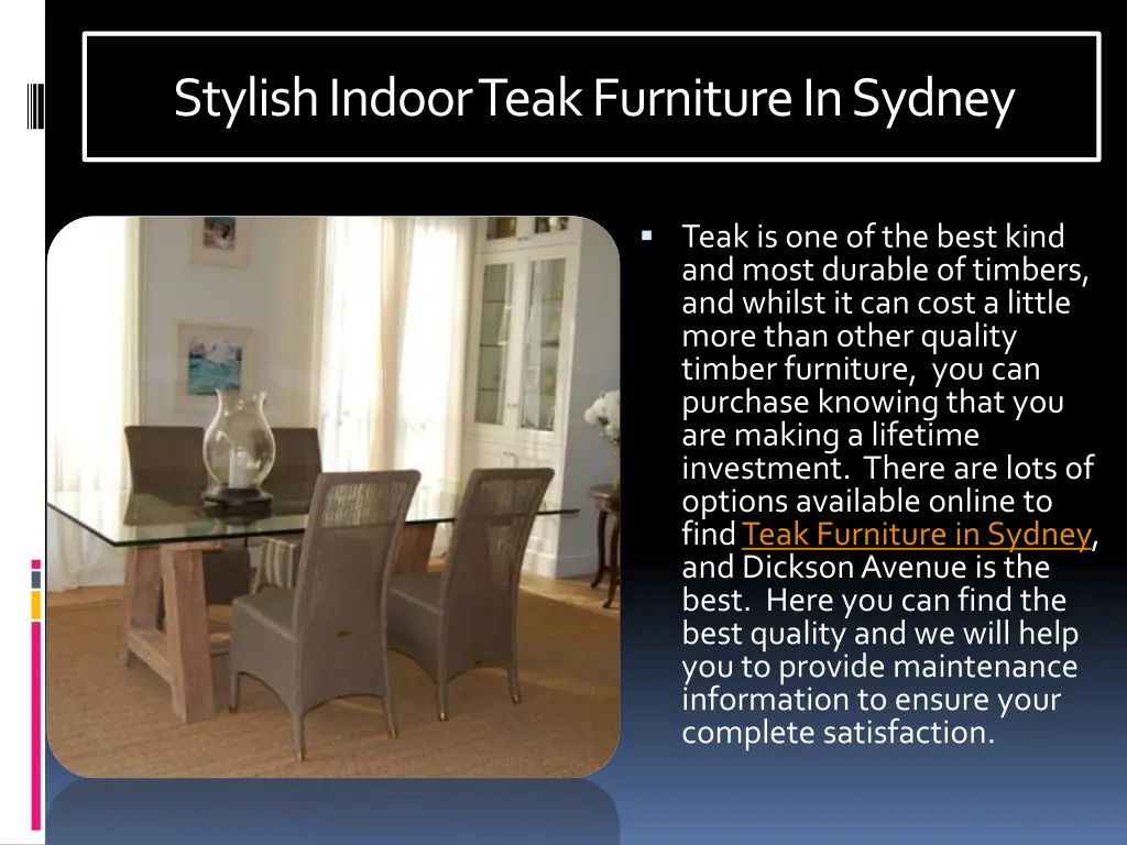 stylish indoor teak furniture in sydney