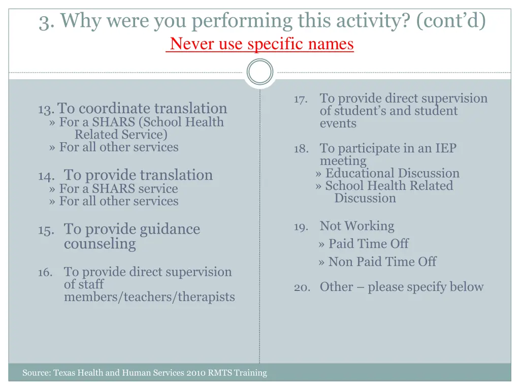 3 why were you performing this activity cont 1