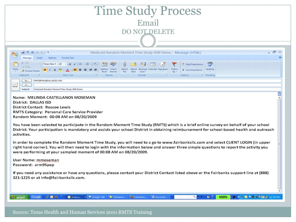 time study process email do not delete