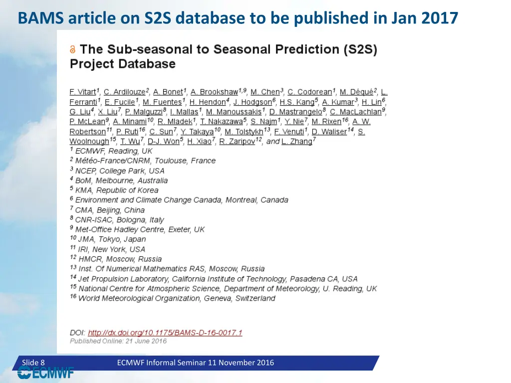 bams article on s2s database to be published