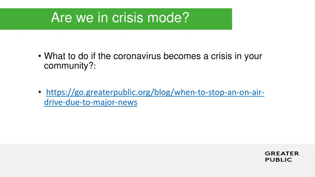 are we in crisis mode