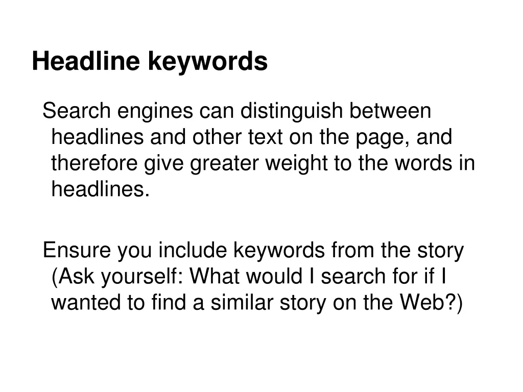 headline keywords