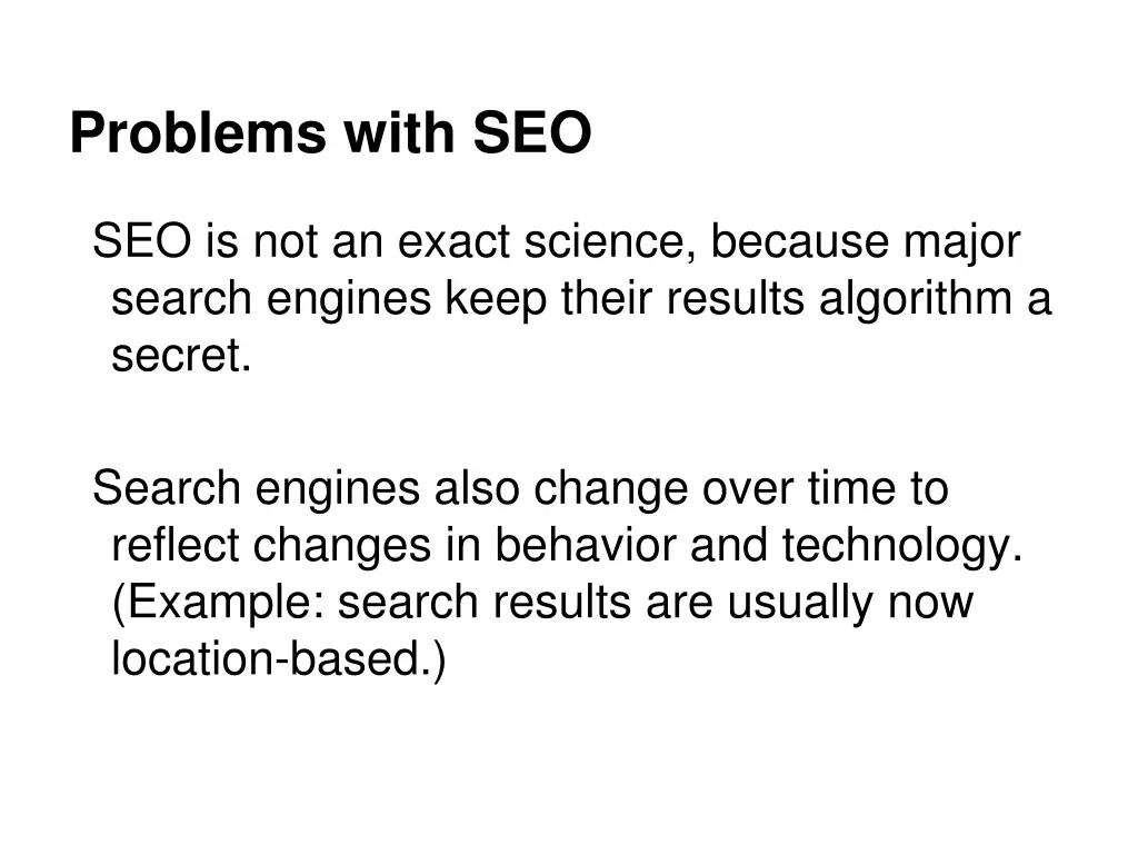 problems with seo