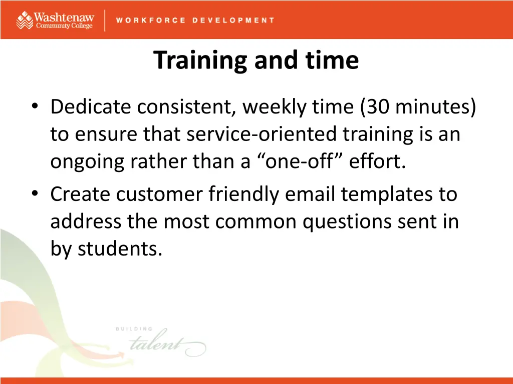 training and time 1