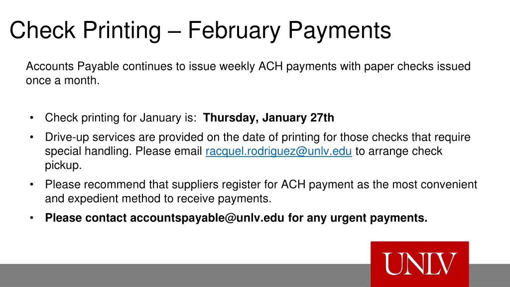 check printing february payments
