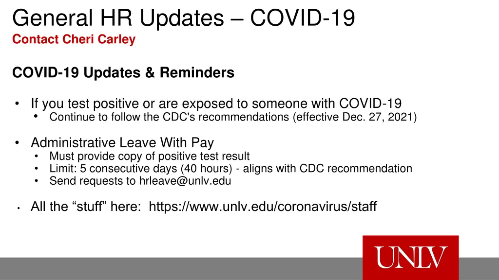 general hr updates covid 19 c ontact cheri carley